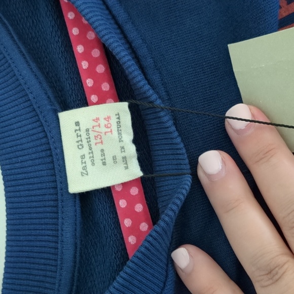 Zara Girls 13/14 Long Sleeve Dress with Pink Graphic Art To Wear Asymmetric Hem - Picture 5 of 5